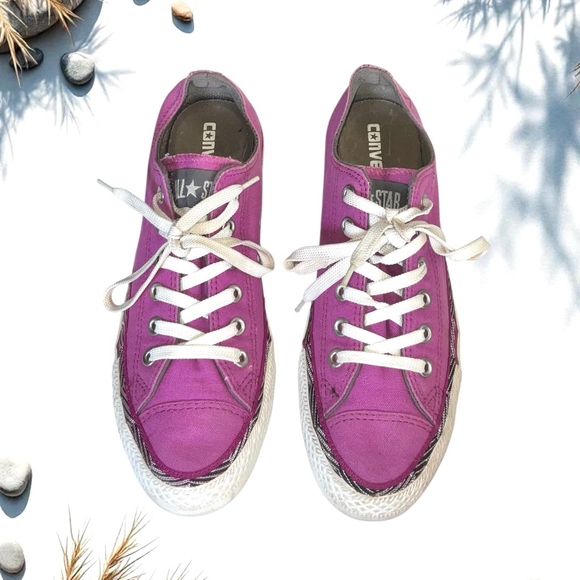Converse Shoes - Converse All Star Purple w Black/Metallic Silver and White Accents Women 9.5